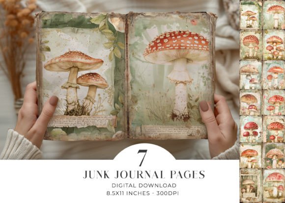 Download Mushroom Woodland Junk Journal Pages - Woodland junk journal Collection