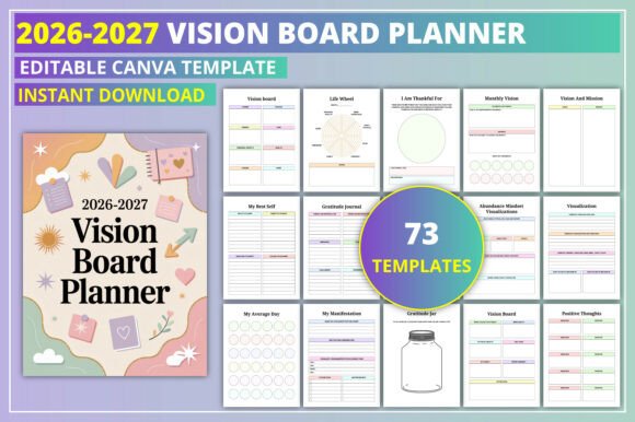 Download Editable 2026-2027 Vision Board Planner - Vision board planner Collection