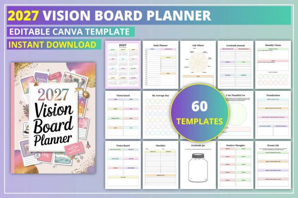 Download Editable 2027 Vision Board Planner - Vision board planner Collection