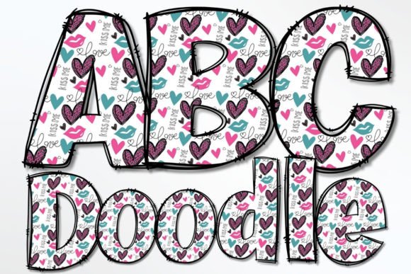 Download VALENTINES DOODLE LETTERS &amp; NUMBERS PNG - Number Collection