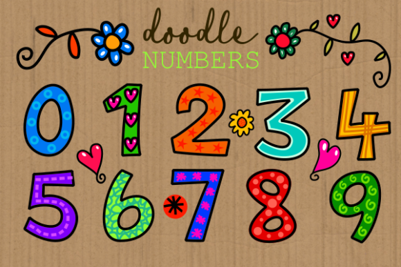 Download Hand Drawn Doodle Numbers Folk Art - Number Collection