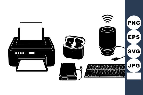 Download Tech Gadget Silhouette Clipart Set - Tech gadget Collection