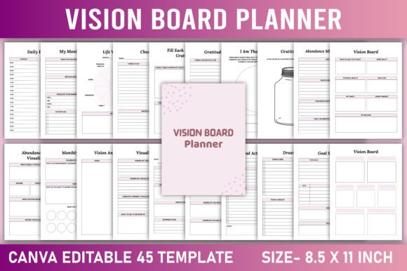 Download Editable Vision Board Planner Canva - Premium Resources