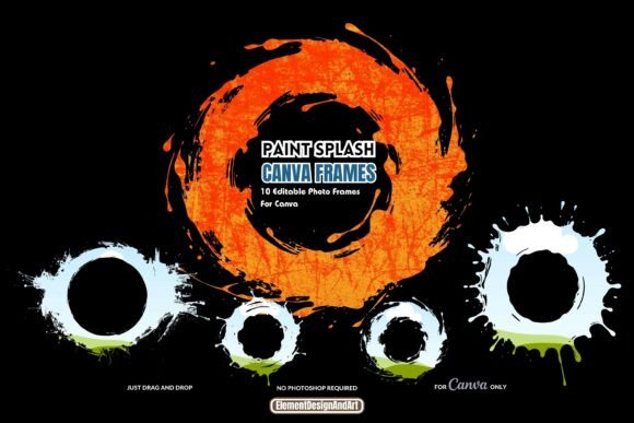 Download Paint Splash Canva Frames, Grunge Circle - Splash canva frames Collection