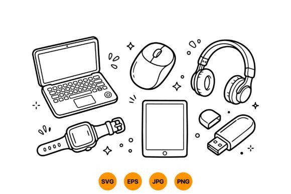 Download Tech Gadget Outline Clipart - Tech gadget Collection