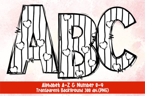 Download Heart Line Doodle Alphabets Numbers PNG - Number Collection