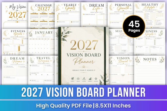 Download 2027 Vision Board Planner | Goals &amp; Mani - Vision board planner Collection