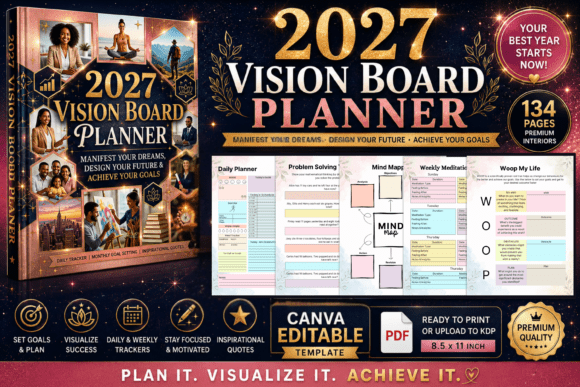 Download 2027 Vision Board Planner | KDP Interior - Vision board planner Collection