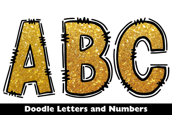 Download Yellow Glitter Doodle Alphabet Numbers - Number Collection