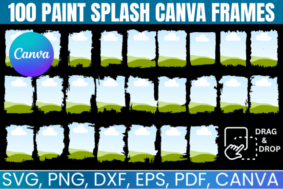 Download 100 Paint Splash Canva Frames SVG - Splash canva frames Collection