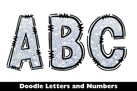 Download White Glitter Doodle Alphabet Numbers - Number Collection