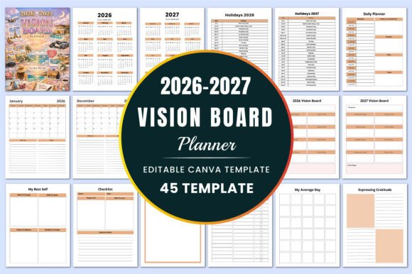 Download 2026–2027 Vision Board Planner KDP - Vision board planner Collection