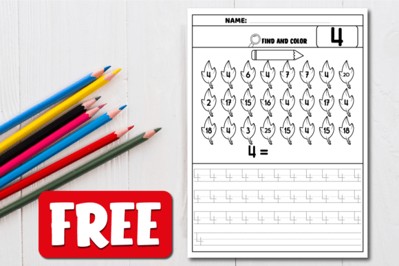 Download Color by Number 4, Number Writing | Fall - Number Collection