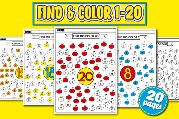 Download Find &amp; Color by Number Worksheets 1-20 - Number Collection