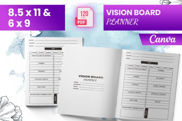 Download Vision Board Planner Canva (KDP) - Vision board planner Collection