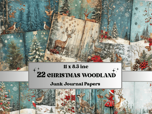 Download Christmas Woodland Junk Journal Paper - Woodland junk journal Collection