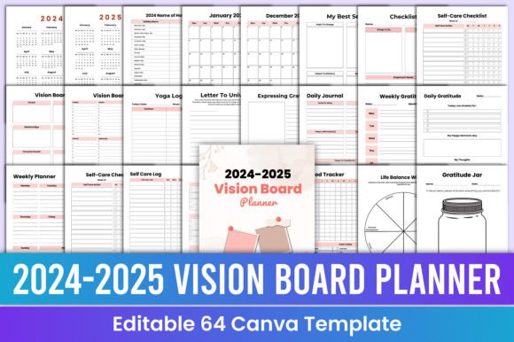 Download 2024-2025 Vision Board Planner Canva Kdp - Vision board planner Collection