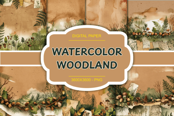Download Watercolor Woodland Junk Journal Page - Woodland junk journal Collection
